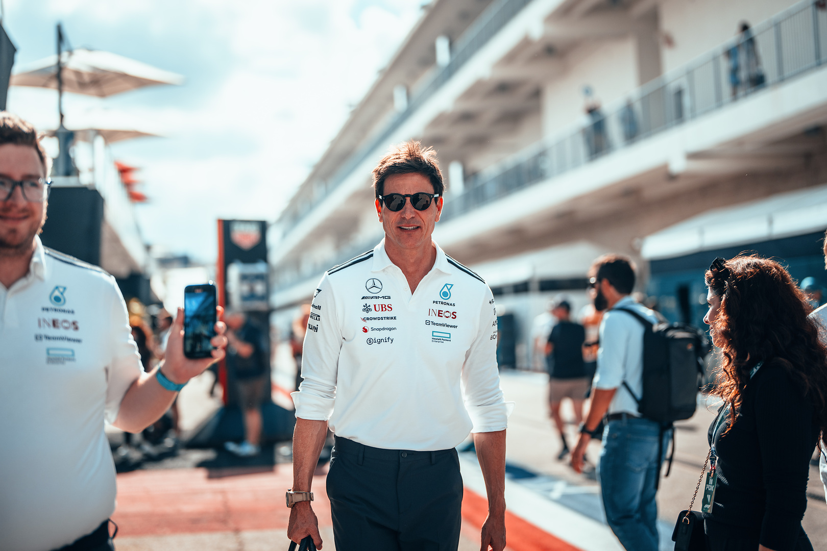 Toto Wolff entering the Paddock during the F1 US GP 2025.