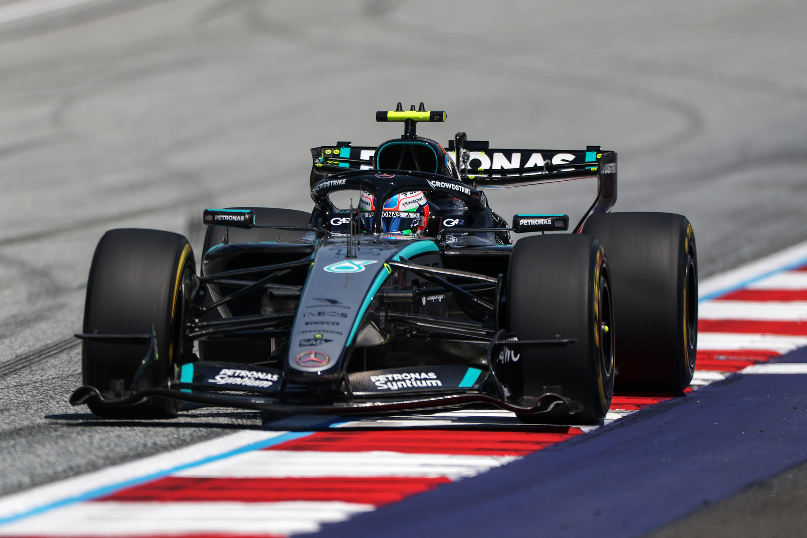 Kimi Antonelli on track during qualifying at the 2026 F1 Austrian GP
