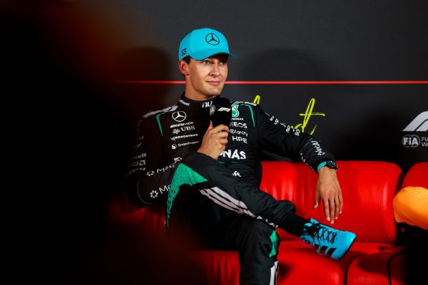 Russell on McLaren’s pace and Monza strategy ahead of 2026 F1 Italian GP George Russell for Mercedes at the Press Conference at the Dutch GP ahead of the 2026 F1 Italian GP