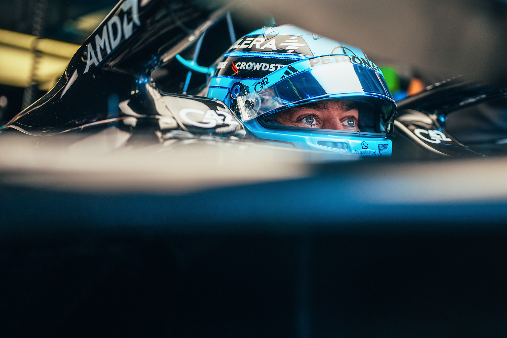 Mercedes' George Russell in Qualifying at the 2026 F1 Italian GP