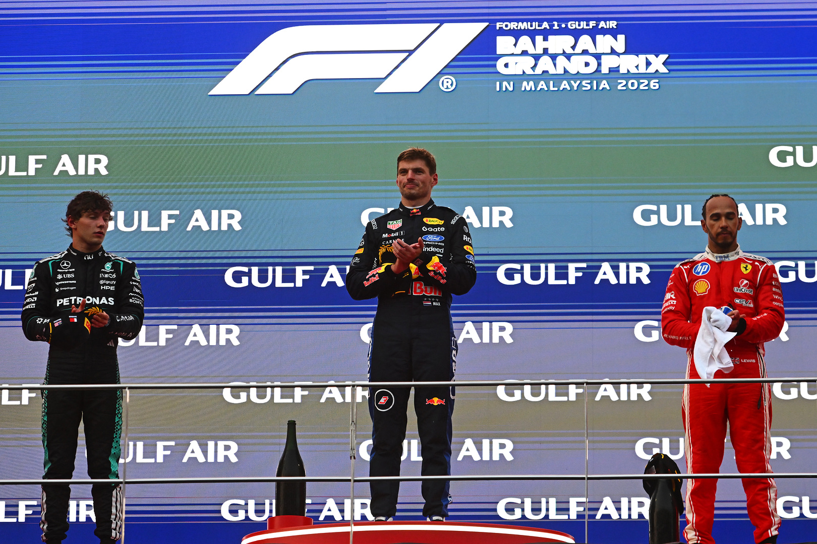 Podium at the 2026 F1 race in Malaysia with FIA and director Nikolas Tombazis