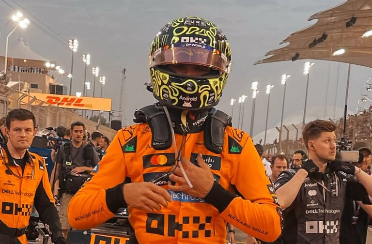 Lando Norris on grid in Bahrain before the race