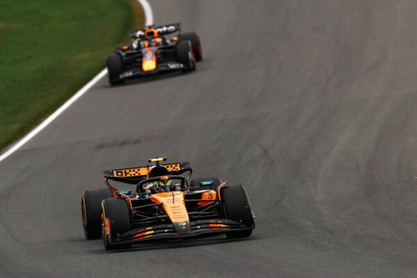 Norris on track at the 2025 Dutch GP prior to his DNF from P2
