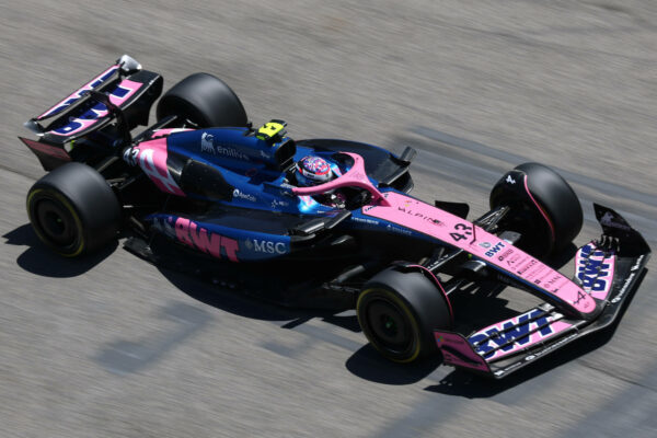 Franco Colapinto driving the A525 at the Imola Grand Prix.
