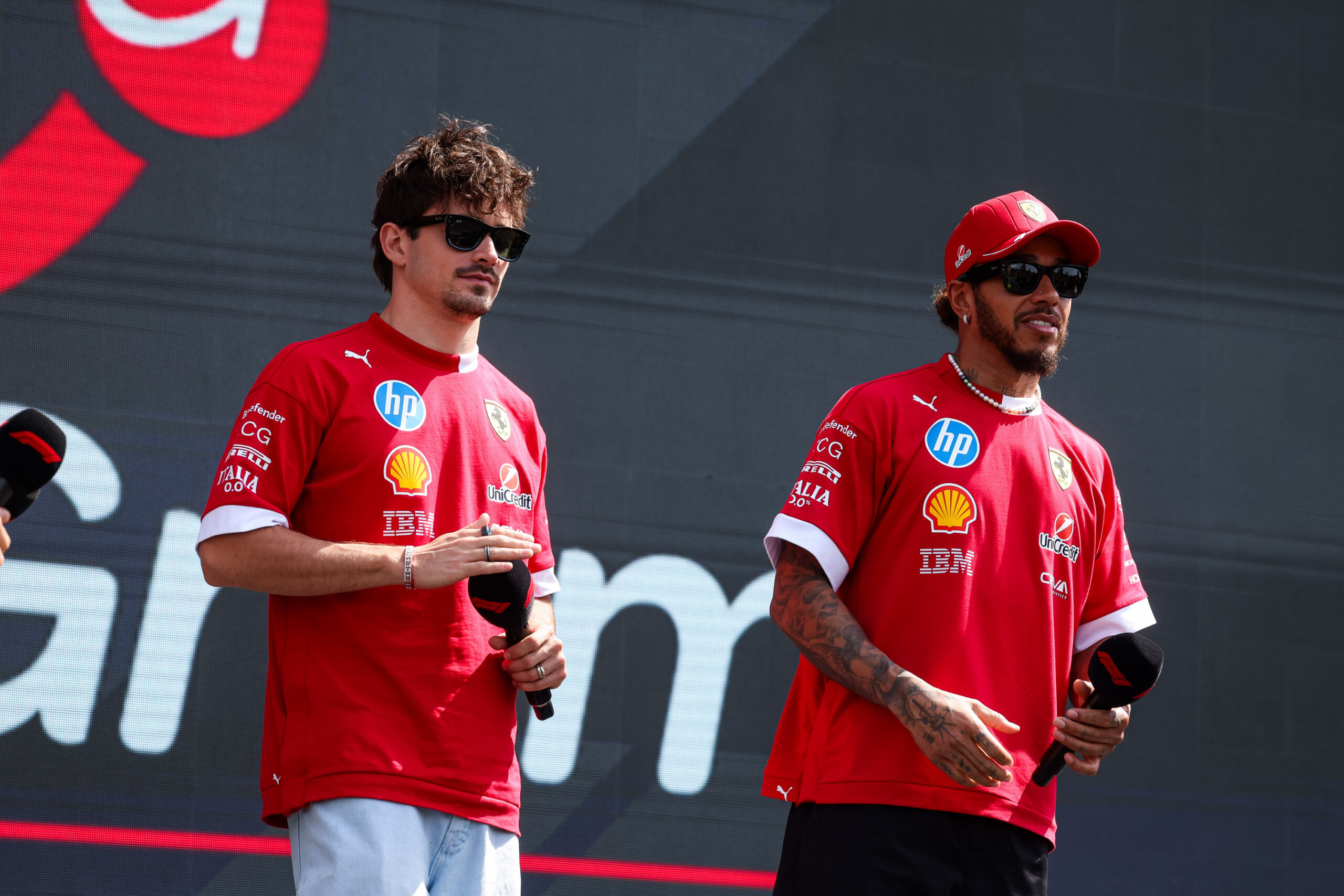 Charles Leclerc and Lewis Hamilton at the 2025 Saudi Arabian Grand Prix