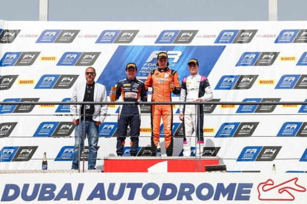 Alexander Abkhazava converts an empty pole into victory as penalties reshape the order in a dramatic 2026 FRME Race 3 in Dubai.