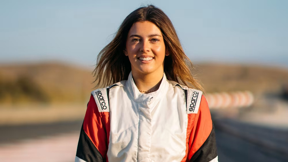 Stevens celebrates a big step forward after topping the F1 Academy Rookie Test, showing strong pace and promising progress.