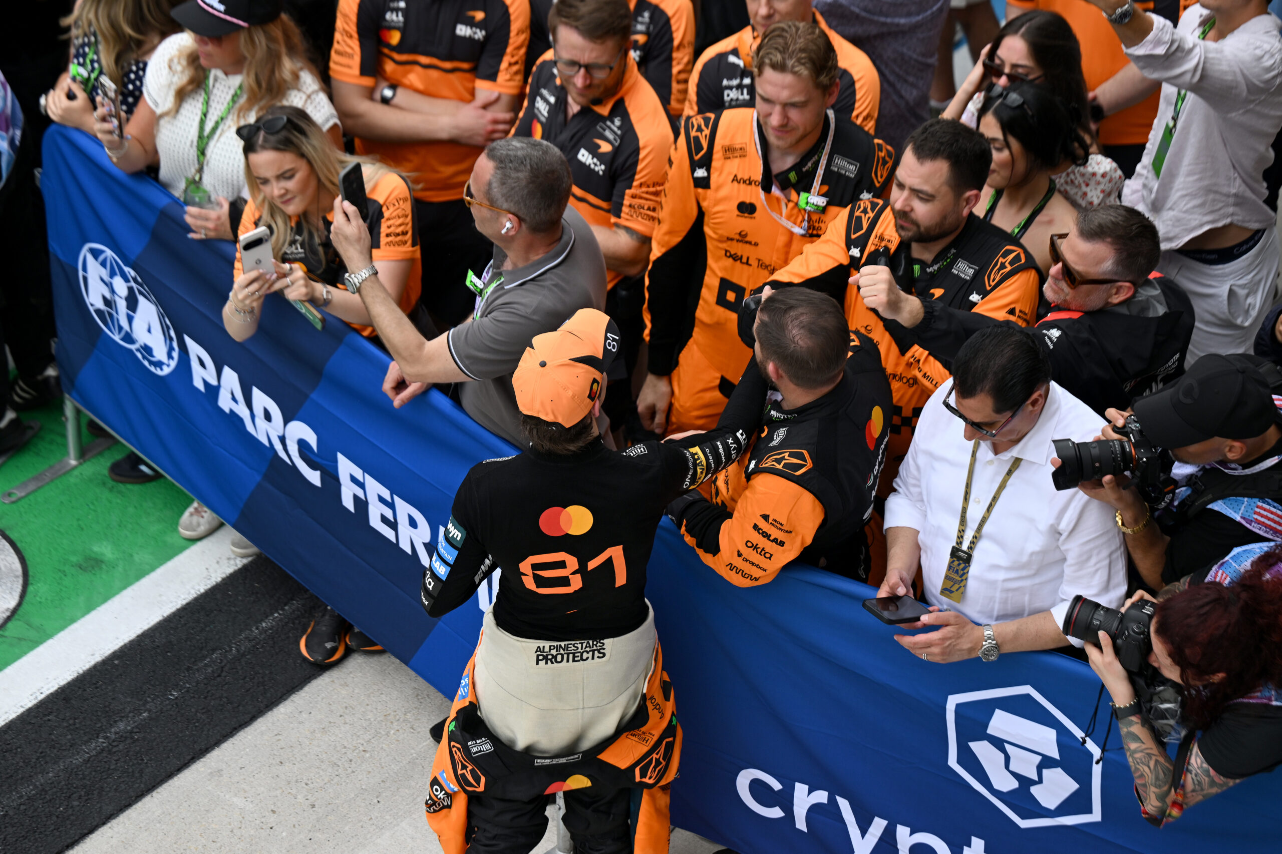 Oscar Piastri crossed the finish line P3 at the F1 2026 Miami GP, completing a McLaren double podium along with teammate Lando Norris in P2.