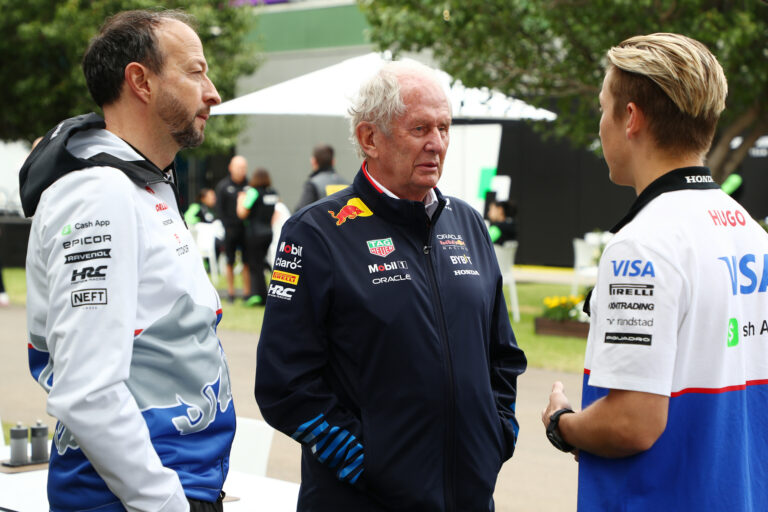 Red Bull Advisor Helmut Marko and Liam Lawson
