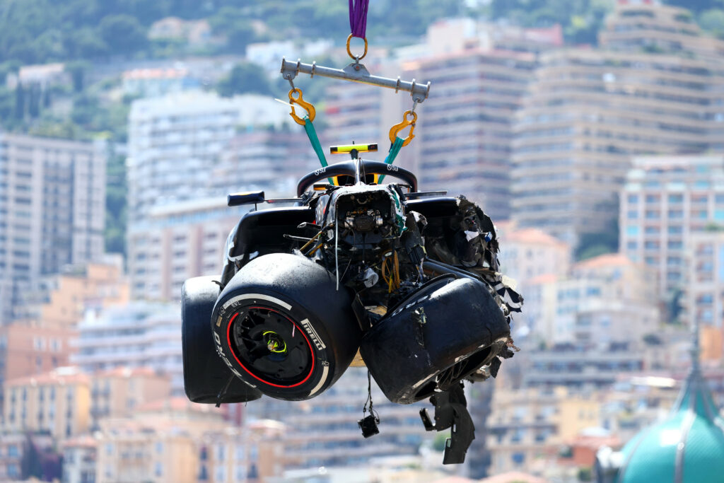 F1 Monaco Grand Prix crash involving Red Bull Racing driver Sergio Perez.