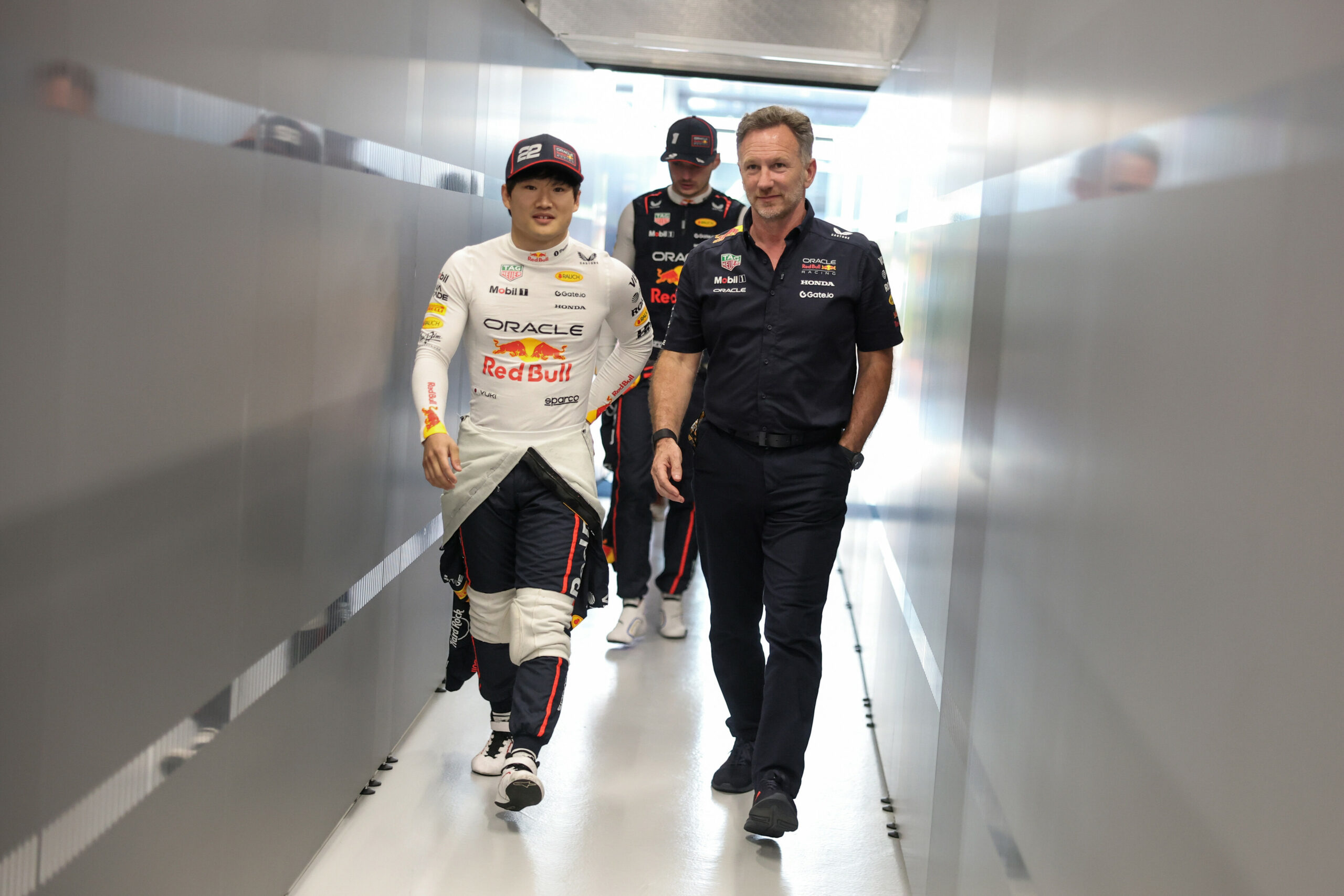 Yuki Tsunoda and Christian Horner at 2025 Saudi Arabian GP