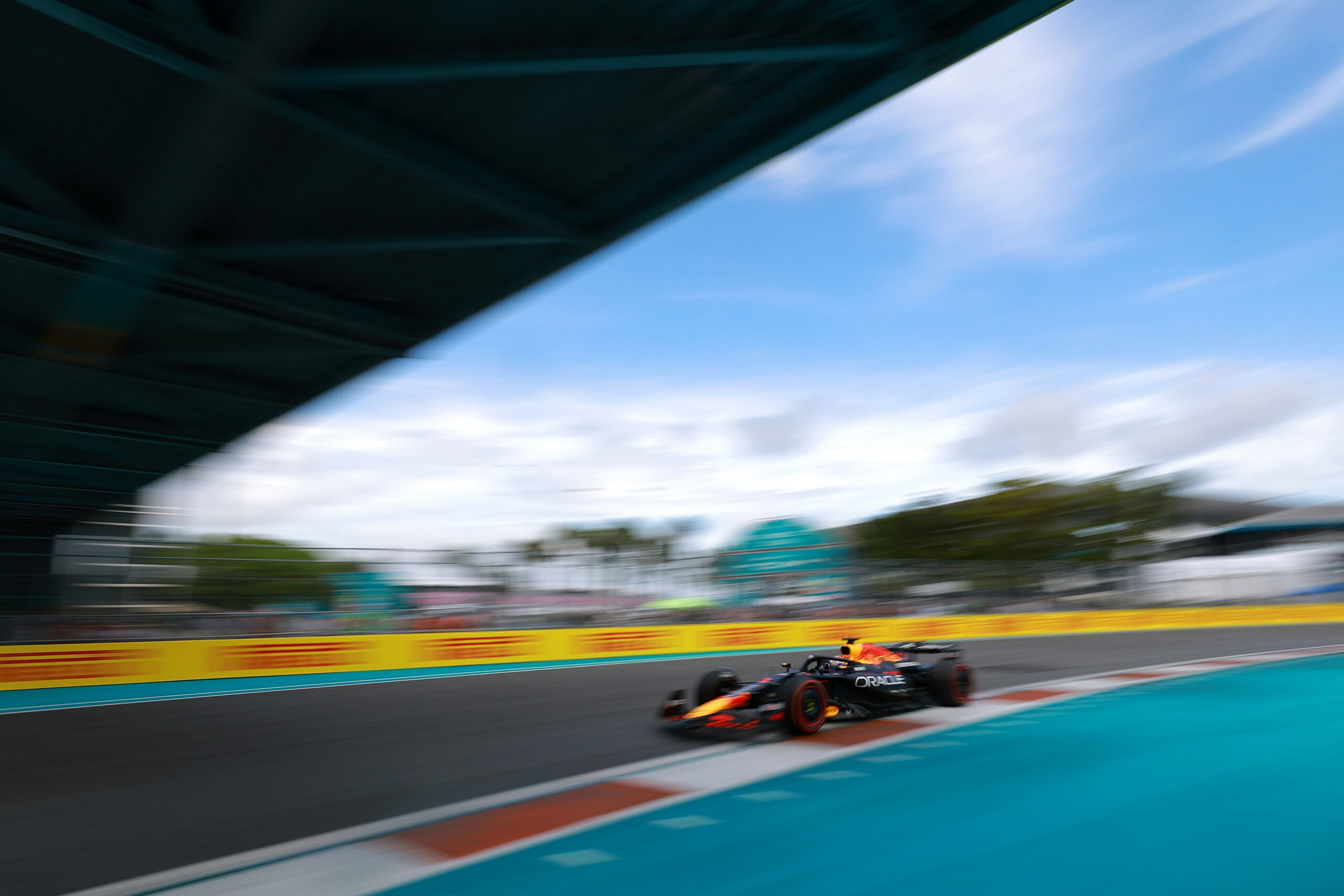 MIAMI, FLORIDA - MAY 03: Max Verstappen of the Netherlands driving the (1) Oracle Red Bull Racing RB21 on track during qualifying ahead of the F1 Grand Prix of Miami at Miami International Autodrome on May 03, 2025 in Miami, Florida. (Photo by Hector Vivas/Getty Images) // Getty Images / Red Bull Content Pool // SI202505030301 // Usage for editorial use only //
