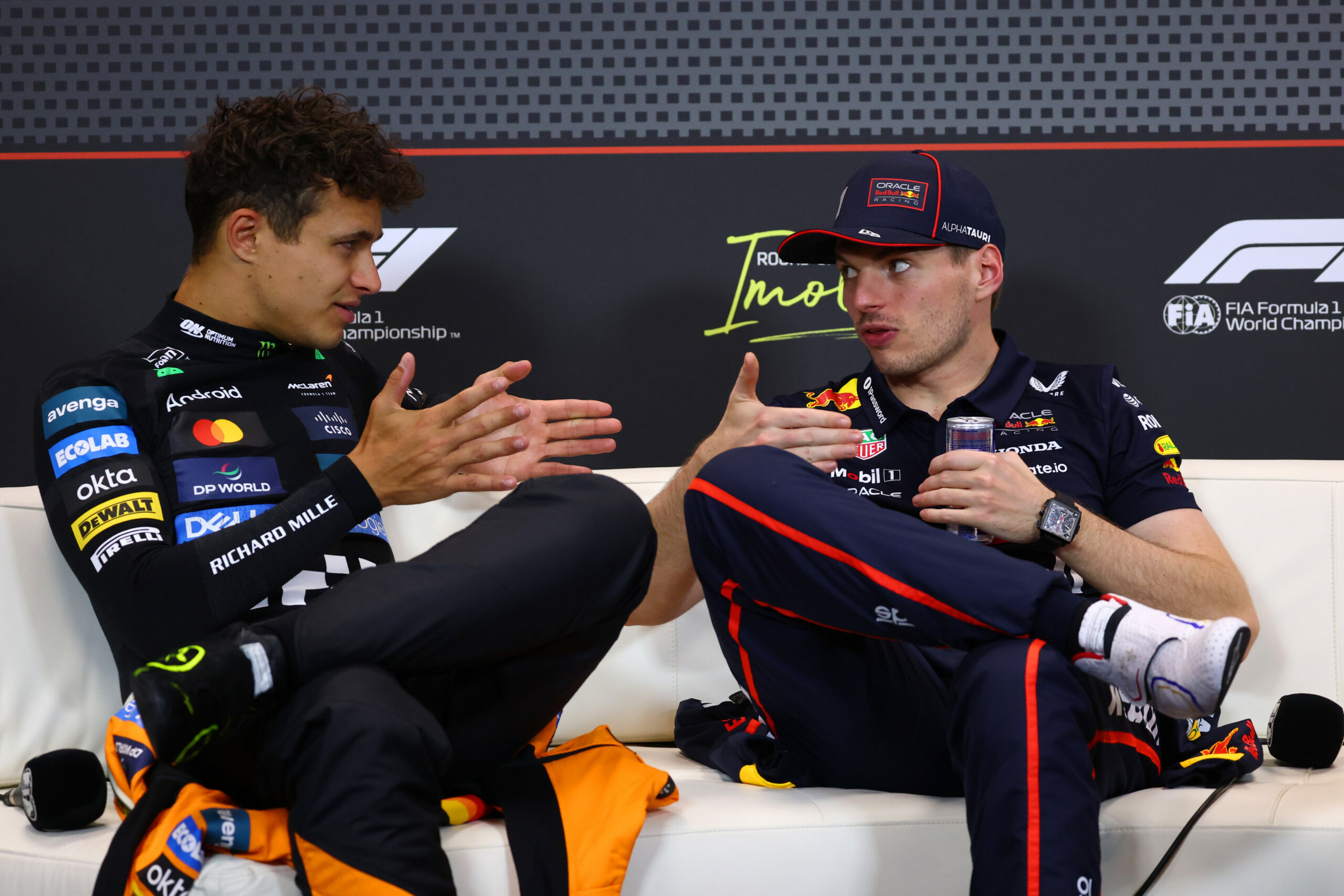 F1 Drivers Lando Norris and Max Verstappen.