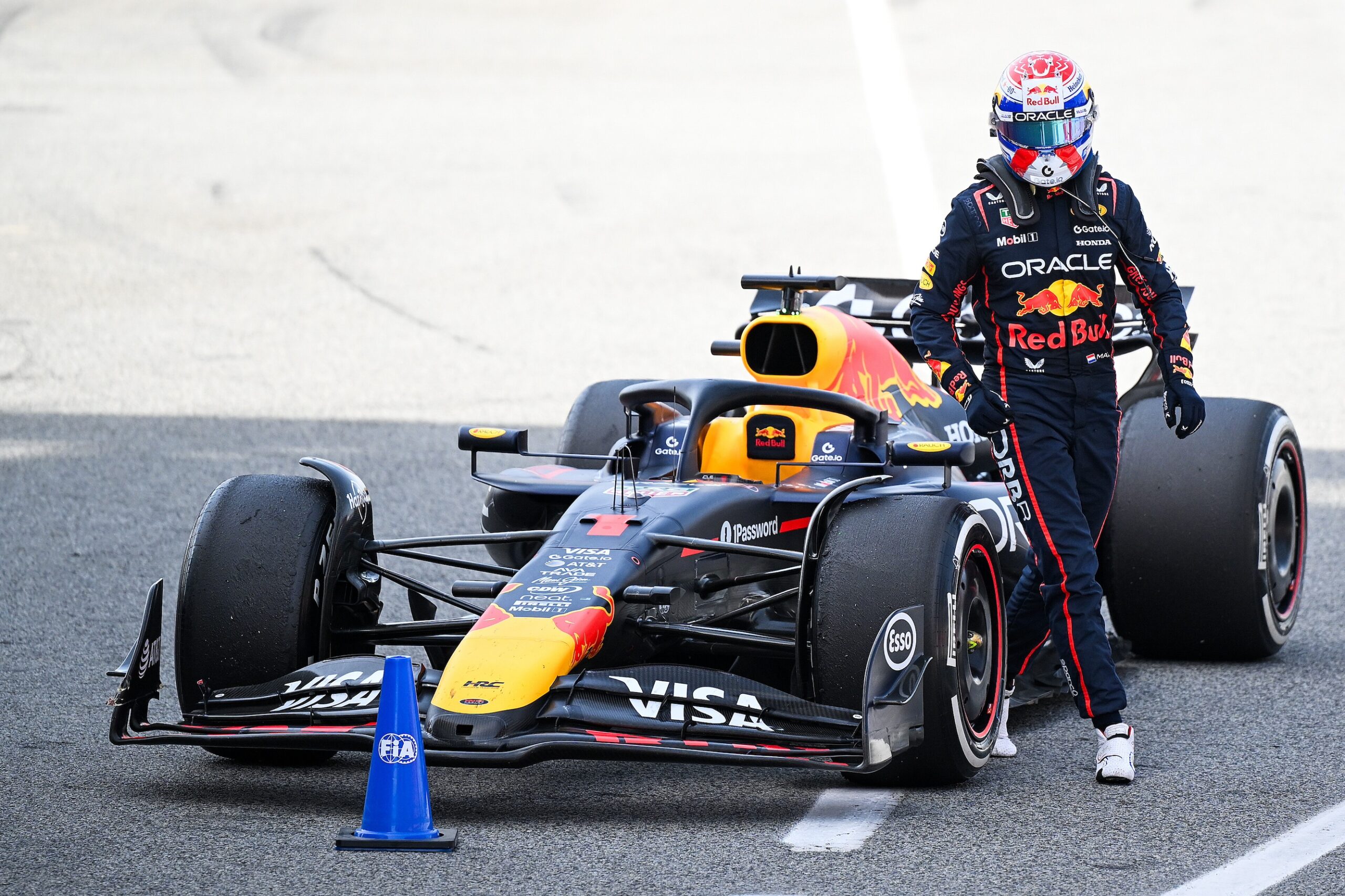 Max Verstappen walking away from his Red Bull Racing car after the F1 Spanish GP