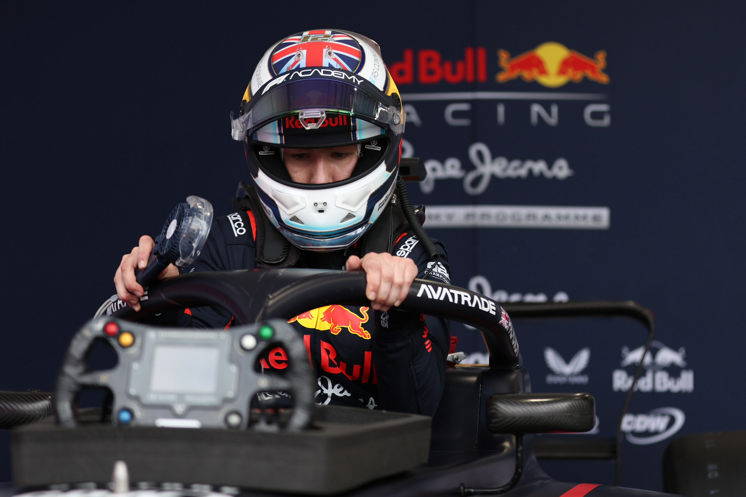 MIAMI, FLORIDA - MAY 02: Alisha Palmowski of Great Britain and Campos Racing (21) prepares to drive during practice ahead of F1 Academy Round 3 at Miami International Autodrome on May 02, 2025 in Miami, Florida.