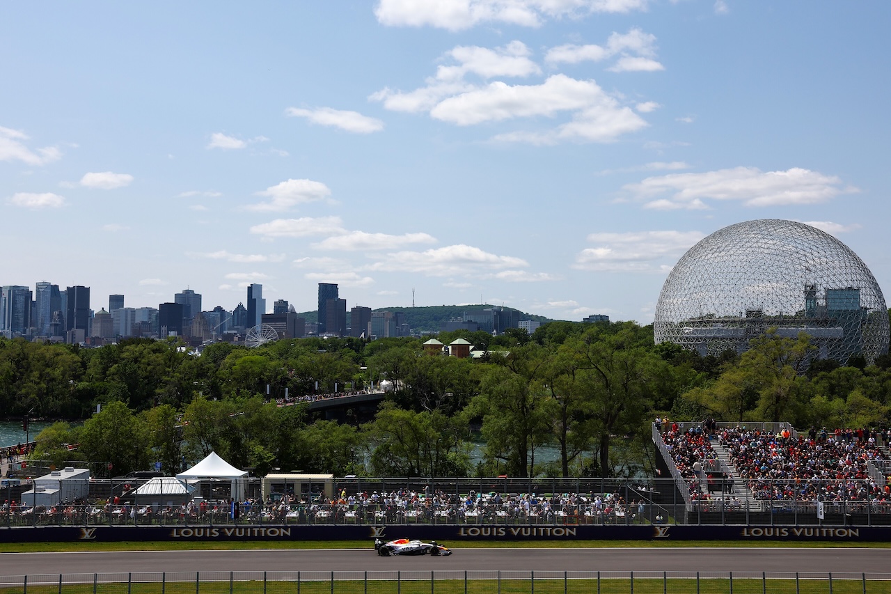 MONTREAL, QUEBEC - JUNE 13: Isack Hadjar of France driving the (6) Visa Cash App Racing Bulls VCARB 02 on track during practice ahead of the F1 Grand Prix of Canada at Circuit Gilles-Villeneuve on June 13, 2025 in Montreal, Quebec. (Photo by Andy Hone/LAT Images) // Getty Images / Red Bull Content Pool // SI202506130673 // Usage for editorial use only //
