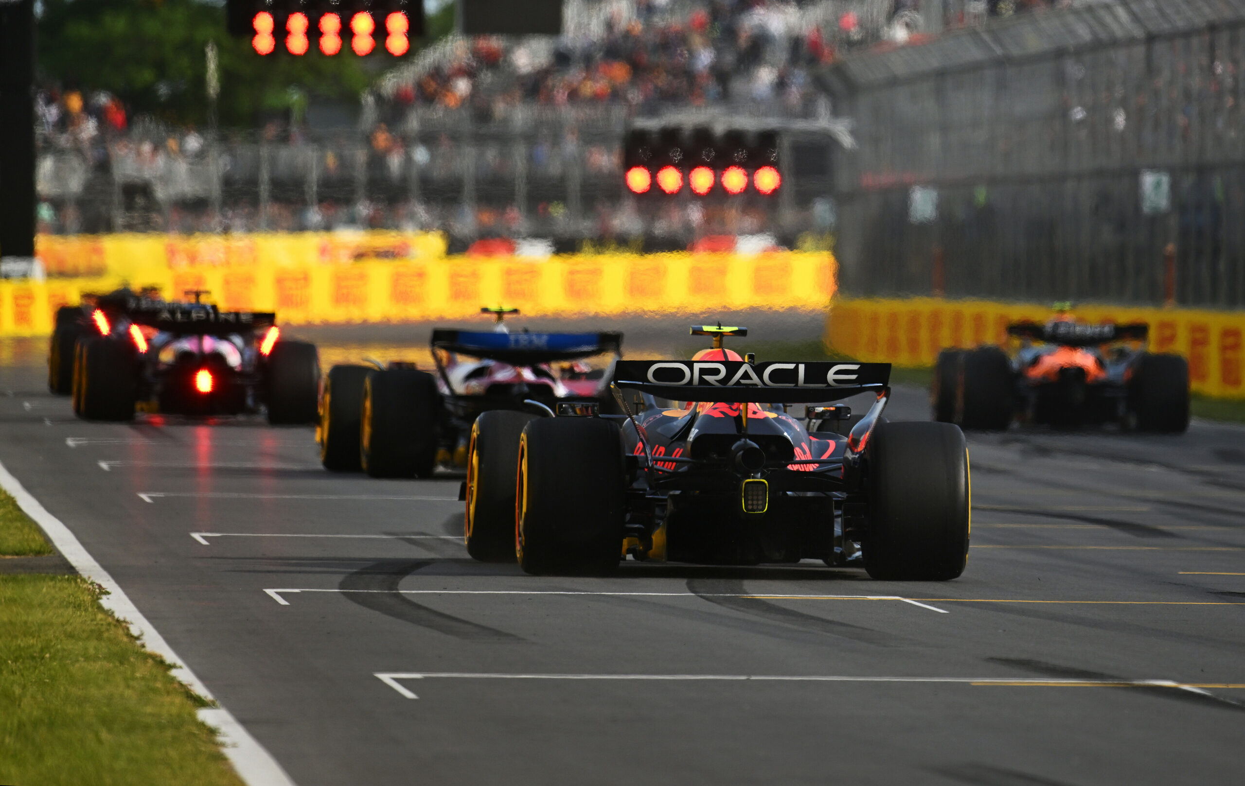 Formula 1 cars on track during FP2 of the 2025 Canadian GP.