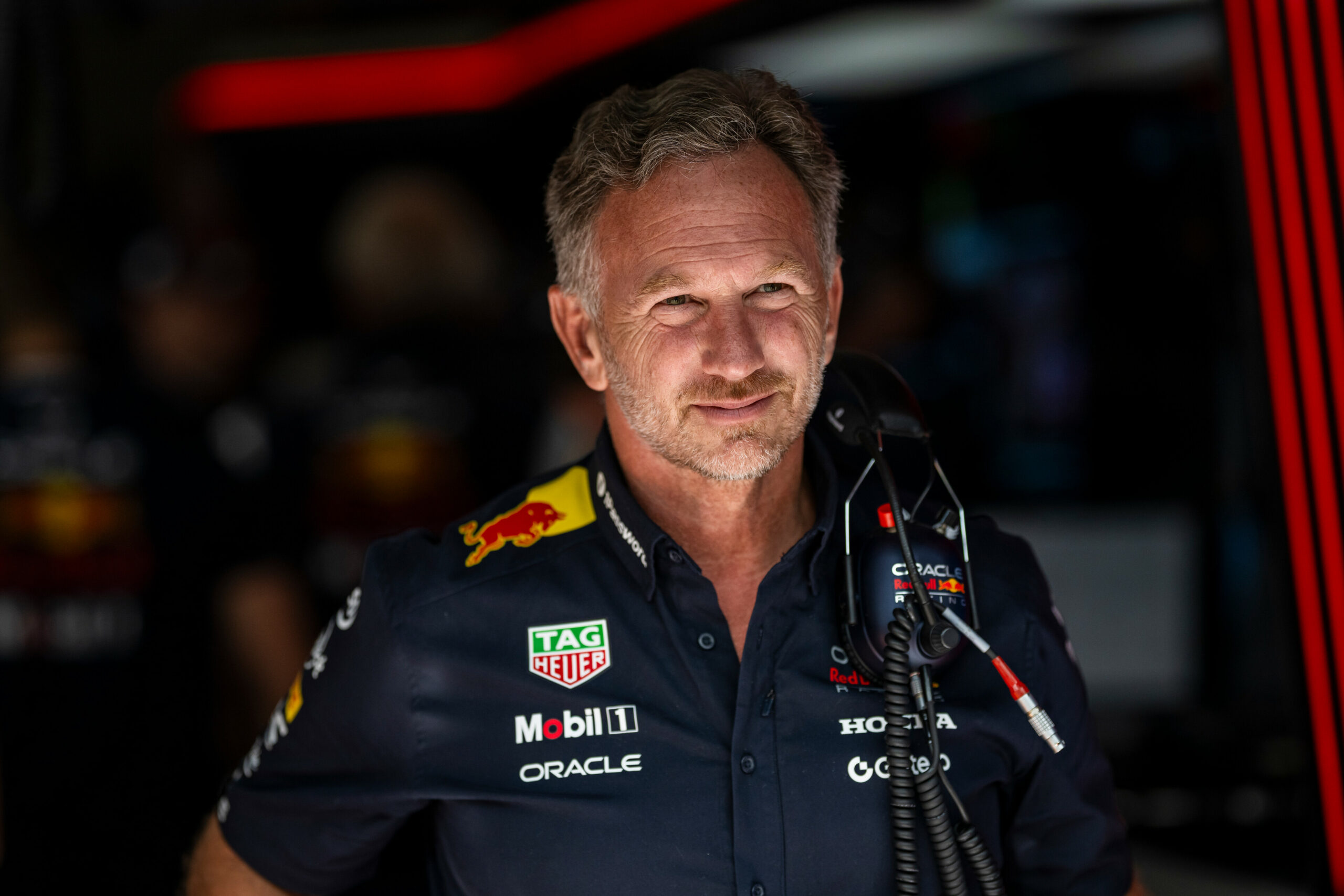Christian Horner at his last F1 GP as Team Principal after the news of his dismissal from Red Bull Racing