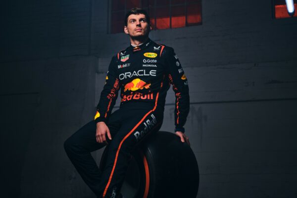 Max Verstappen poses during a Red Bull Racing photoshoot after first 12 races of the 2025 F1 season