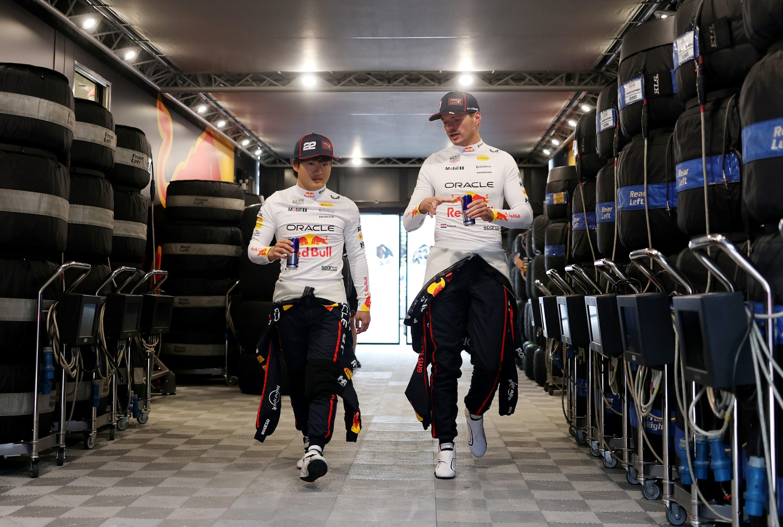 Max Verstappen and Yuki Tsunoda at the 2025 F1 Hungarian Grand Prix