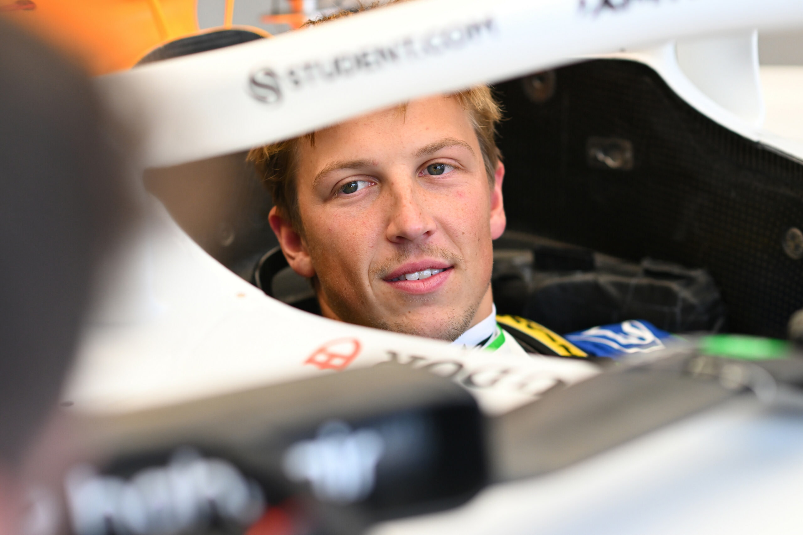 Liam Lawson sat in his Racing Bulls F1 car ahead of Dutch GP