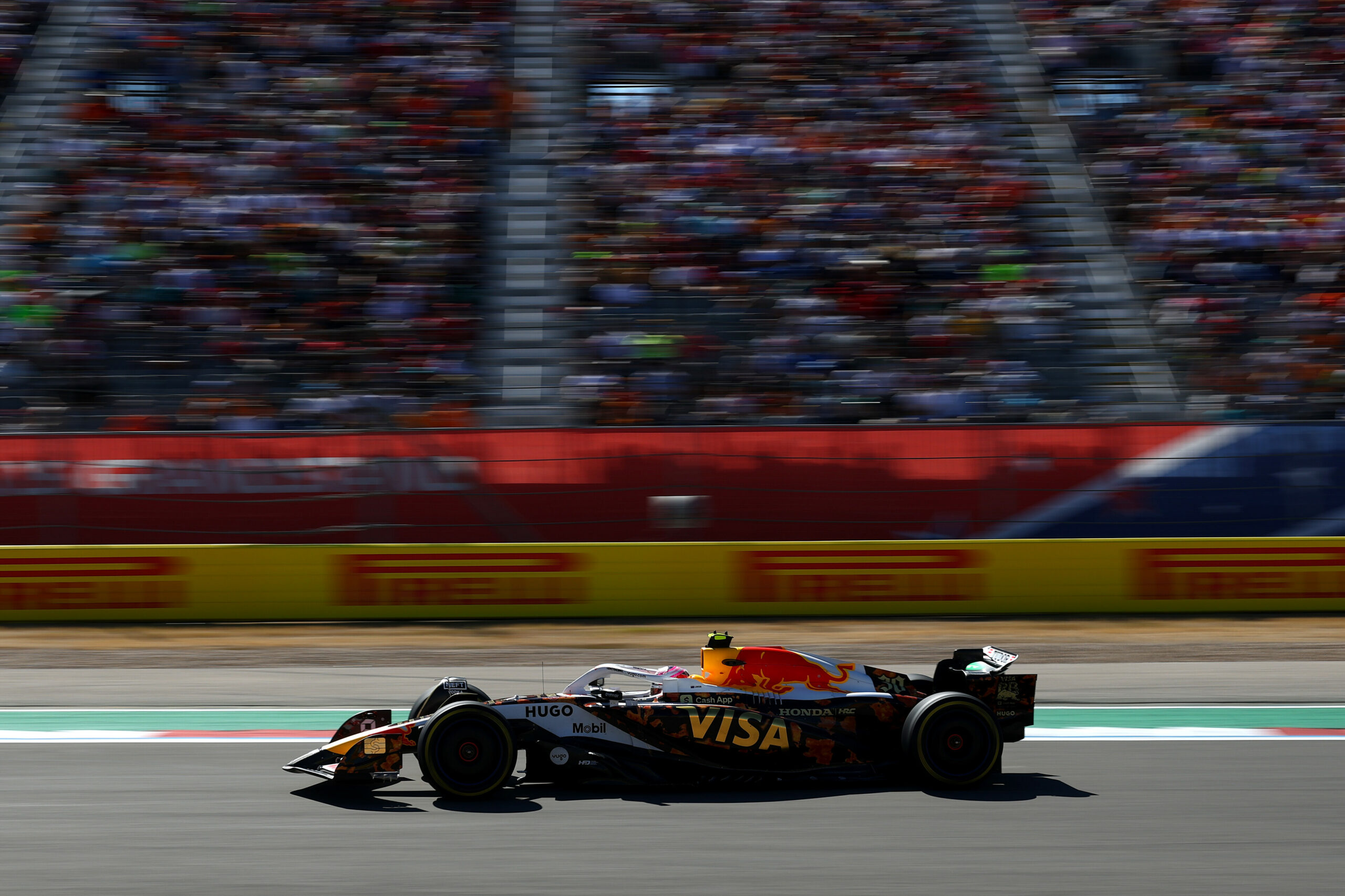 Racing Bull's Liam Lawson on track during 2025 F1 US GP.