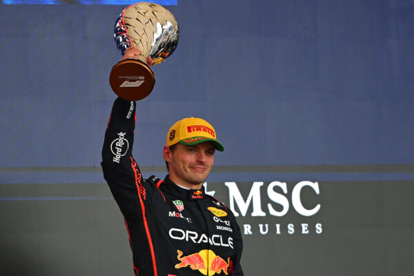 “To be on the podium from the pit lane, I didn’t expect that at all” — Verstappen on his P3 finish at the 2025 F1 São Paulo GP SAO PAULO, BRAZIL - NOVEMBER 09: Third placed Max Verstappen of the Netherlands and Oracle Red Bull Racing on the podium with his trophy during the F1 GP of Brazil at Autodromo Jose Carlos Pace on November 09, 2025 in Sao Paulo, Brazil. (Photo by Rudy Carezzevoli/Getty Images) // Getty Images / Red Bull Content Pool // SI202511090776 // Usage for editorial use only //