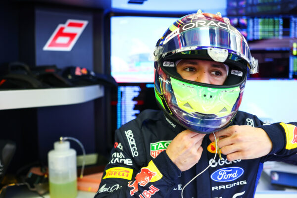 BAHRAIN, BAHRAIN - FEBRUARY 20: Isack Hadjar of France and Oracle Red Bull Racing prepares to drive in the garage during day three of F1 Testing at Bahrain International Circuit on February 20, 2026 in Bahrain, Bahrain.