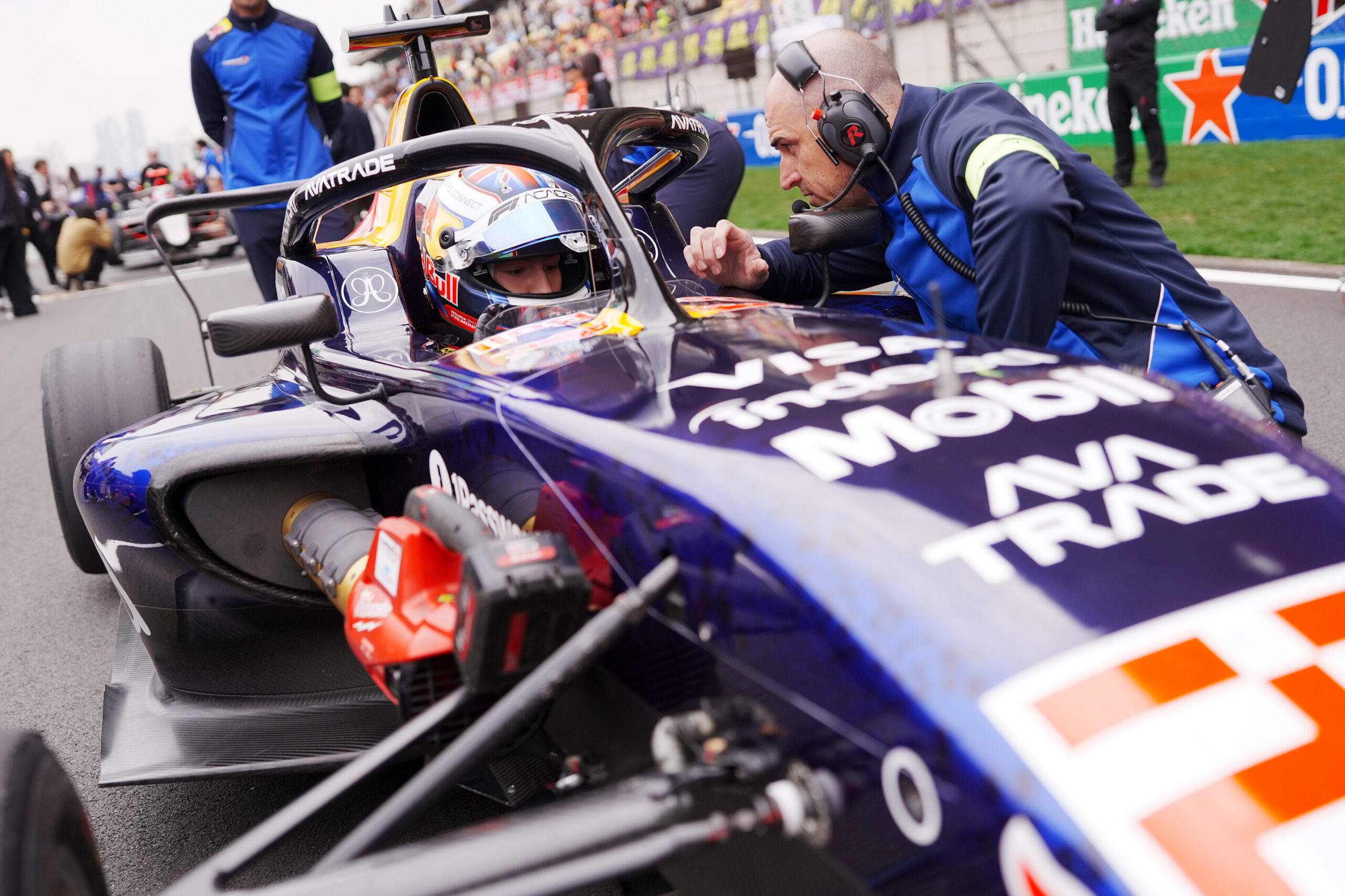 Alisha Palmowski in her Campos Racing car on the grid before Race 2 at the F1 Academy Chinese GP in Shanghai