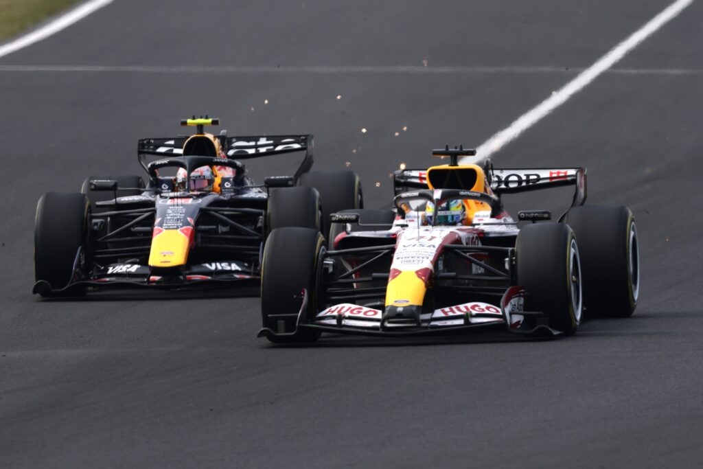 Isack Hadjar of Red Bull Racing ws not happy with F1 rookie Arvid Lindblad of Racing Bulls fighting him hard and slowing him down during the 2026 Japanese GP.