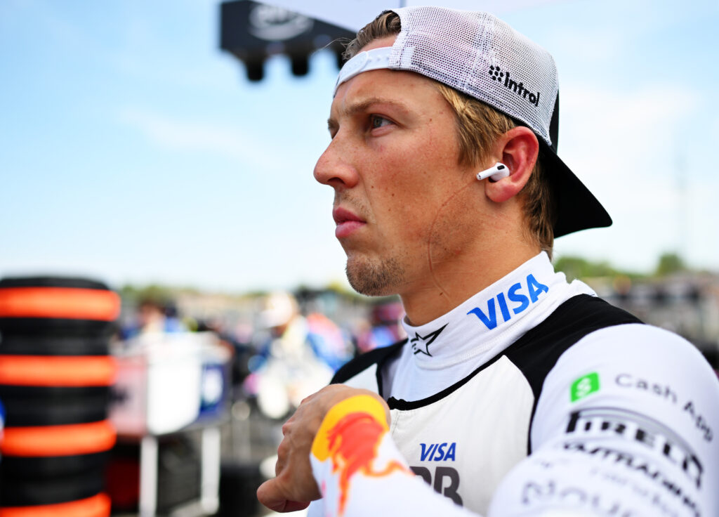 UDAPEST, HUNGARY - JULY 26: Liam Lawson of New Zealand and Visa Cash App Racing Bulls looks on from the grid prior to the F1 Grand Prix of Hungary at Hungaroring on July 26, 2026 in Budapest, Hungary. (Photo by Rudy Carezzevoli/Getty Images) // Getty Images / Red Bull Content Pool