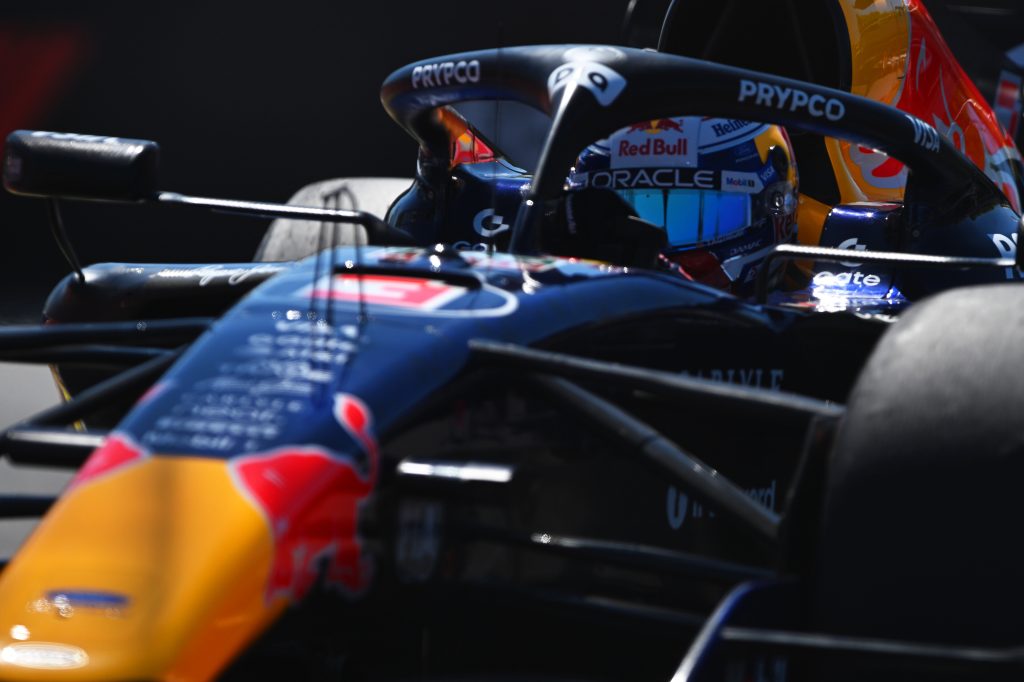 MADRID, SPAIN - SEPTEMBER 12: Max Verstappen of the Netherlands driving the (3) Oracle Red Bull Racing RB22 Red Bull Ford Powertrains on track during final practice ahead of the F1 Grand Prix of Spain at Madring on September 12, 2026 in Madrid, Spain. (Photo by Rudy Carezzevoli/Getty Images) // Getty Images / Red Bull Content Pool