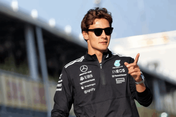 George Russell ahead of the FIA's swearing ban at the Formula 1 Emilia Romagna Grand Prix