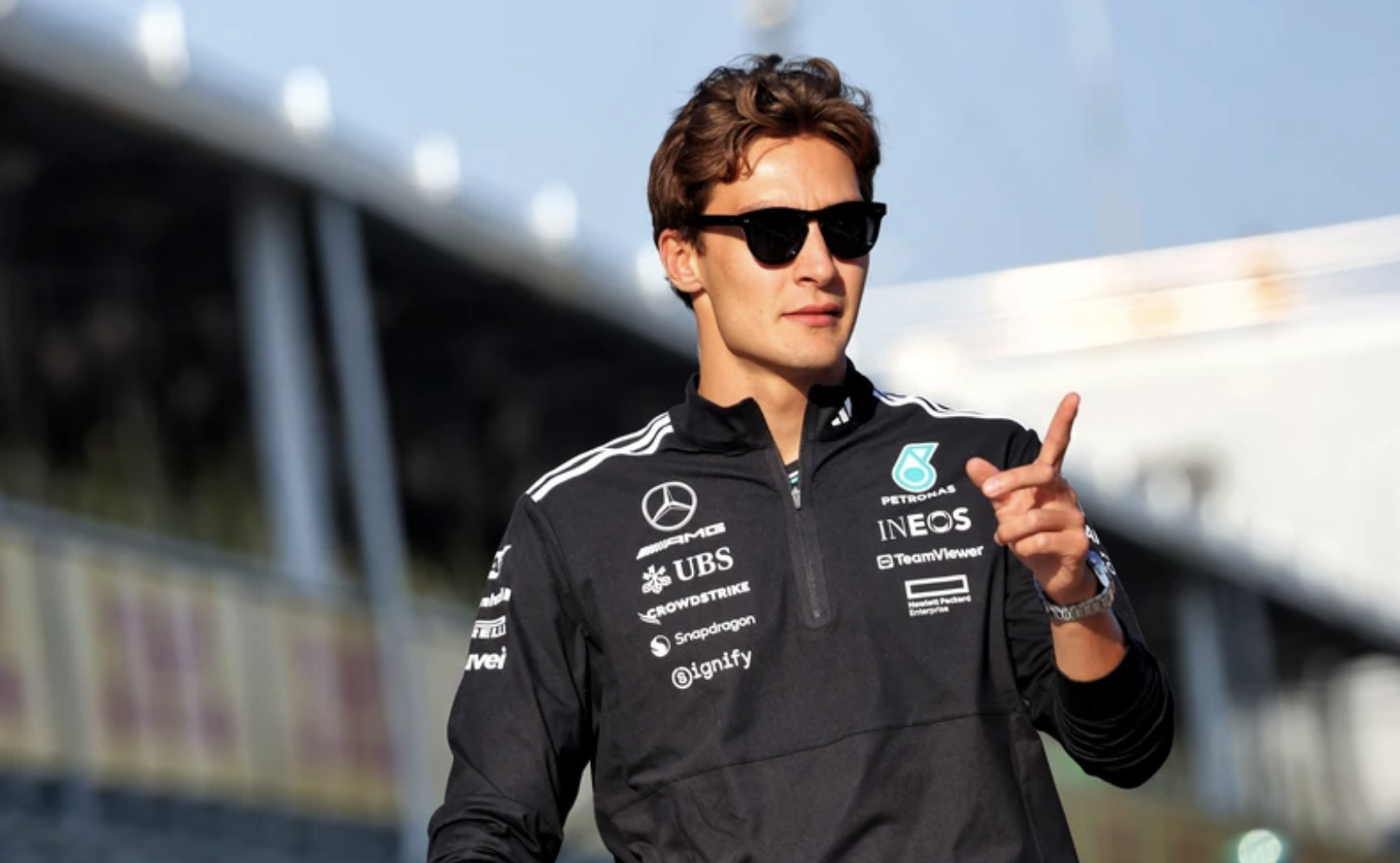 George Russell ahead of the FIA's swearing ban at the Formula 1 Emilia Romagna Grand Prix