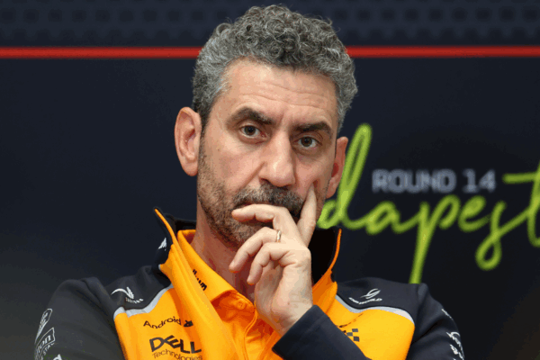 Andrea Stella, McLaren's team principal, during the media session at the 2025 F1 Hungarian GP