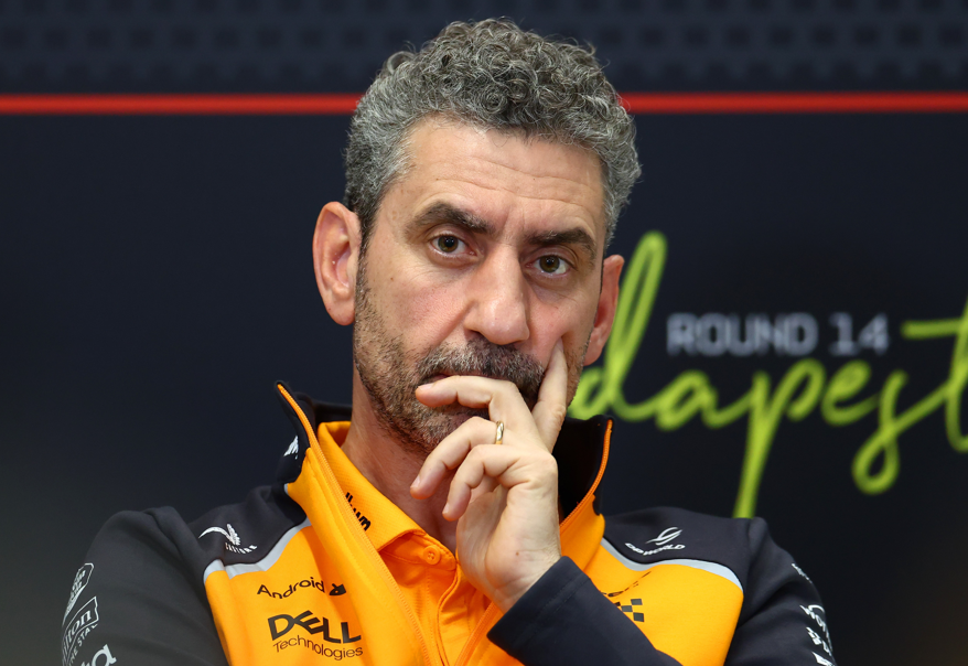 Andrea Stella, McLaren's team principal, during the media session at the 2025 F1 Hungarian GP