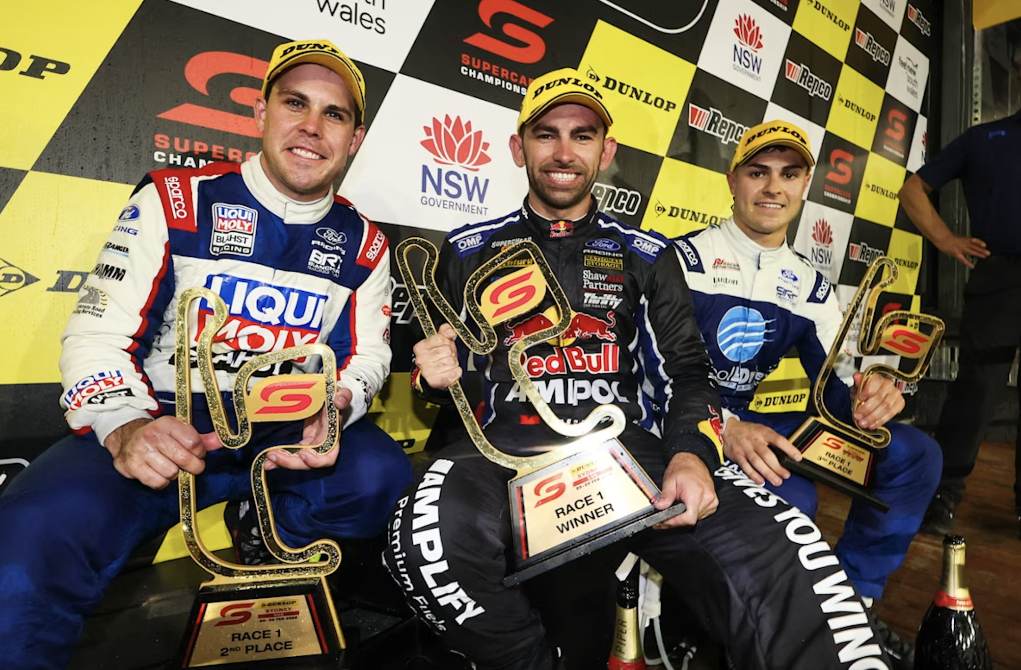 Cameron, Feeney and Golding following Race 1 at the Sydney 500