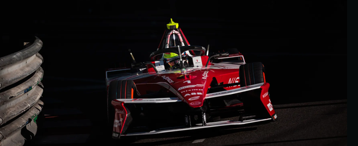 Oliver Rowland drives for Nissan Formula E Team during Race 1 of the Monaco E-Prix double-header.