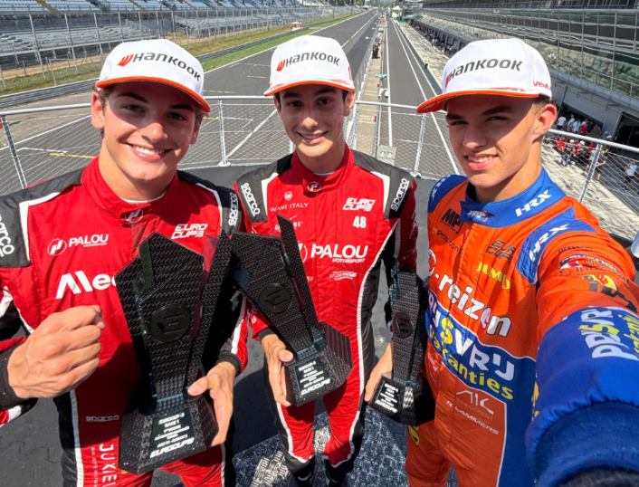 James Egozi charges from seventh to win 2026 Eurocup-3 Race 1 at Monza, leading a Palou Motorsport 1-2 ahead of teammate Rafaël Pérard.