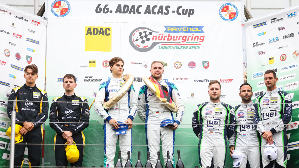 Falken Motorsports rebounds from its NLS8 defeat to win NLS9 as Heinemann and Schuring lead an all-Porsche podium at the Nürburgring.