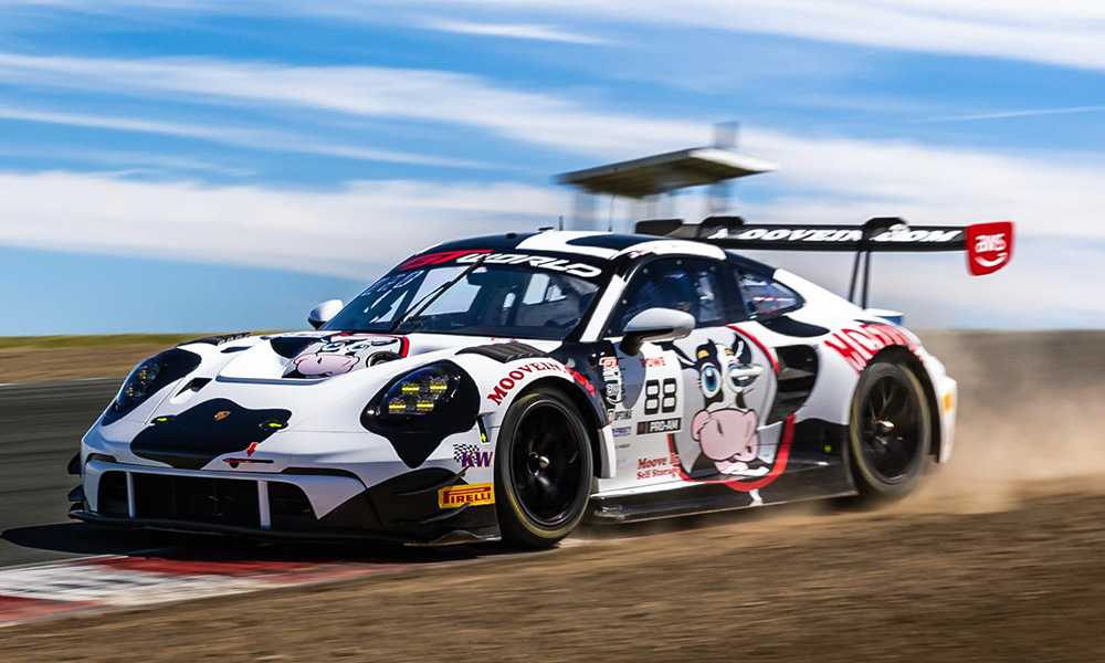 Kellymoss withdraws No. 88 Porsche from Sonoma GT World Challenge (GTWC) America opener after testing crash causes chassis damage.
