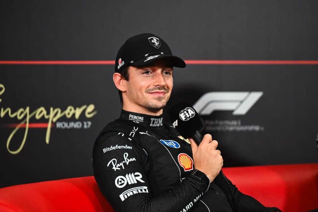 Ferrari's Charles Leclerc after finishing second at the 2026 F1 Singapore GP.