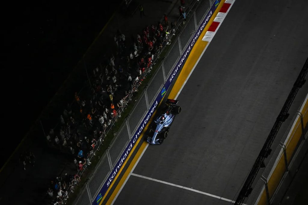 Audi's Nico Hülkenberg at the Marina Bay Street Circuit for the 2026 F1 Singapore GP