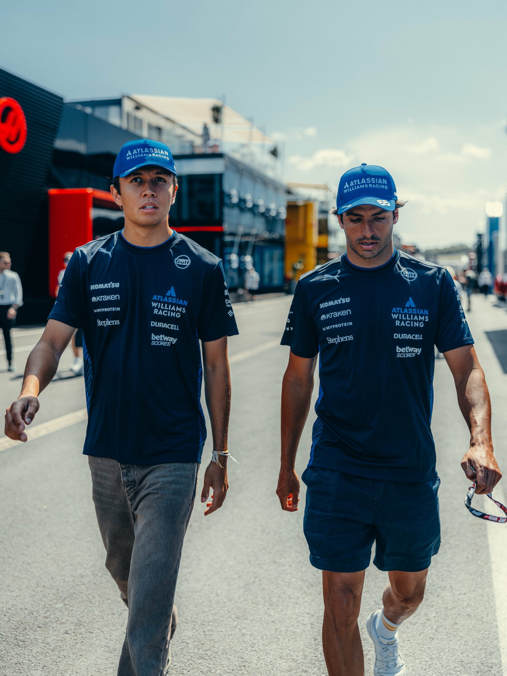Atlassian Williams F1 team drivers, Carlos Sainz and Alex Albon at the Hungaroring, during the Hungarian GP