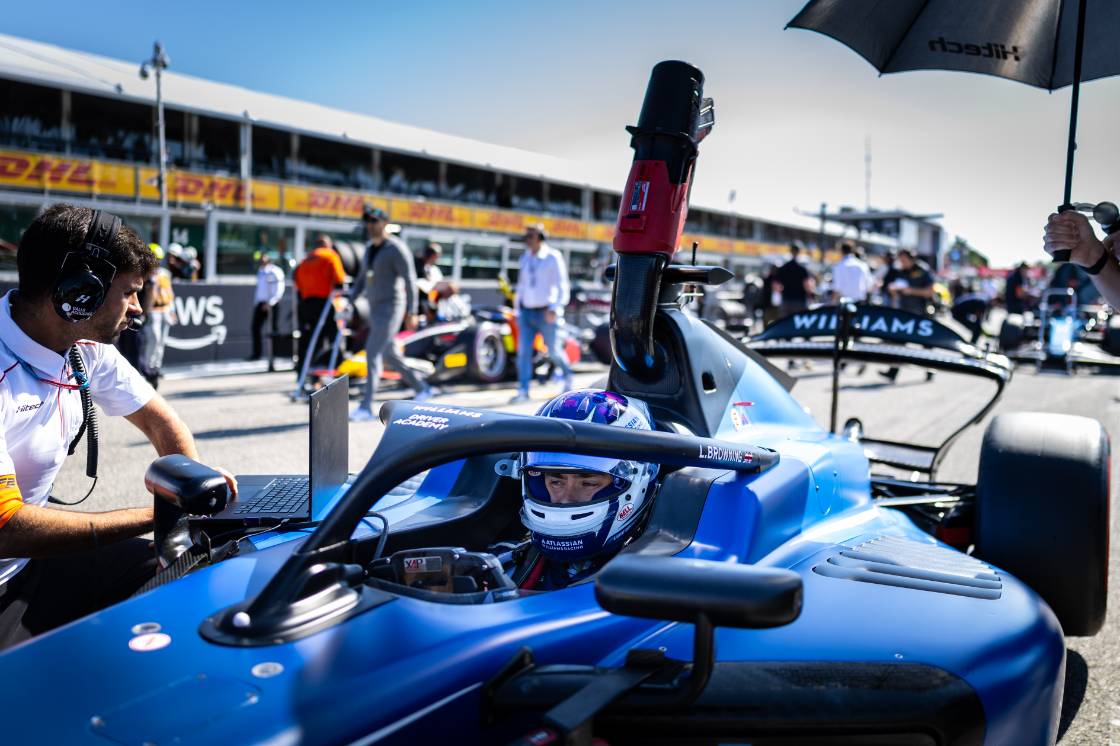 Hitech TGR's Luke Browning during F2 Imola GP.