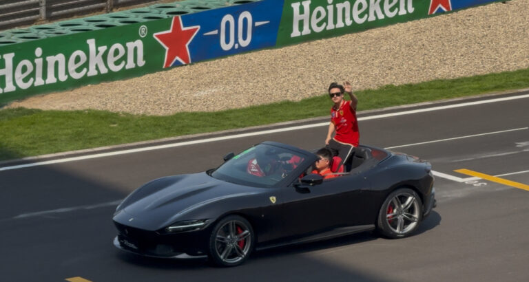 Zhou Guanyu in Ferrari teamwear on grid of Shanghai GP Drivers' Parade March 23rd 2025