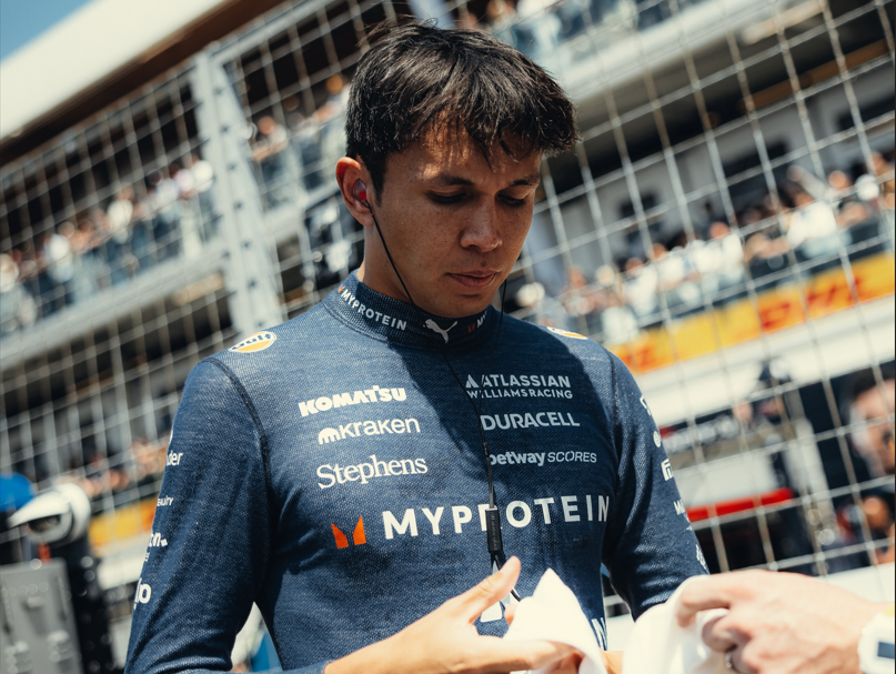 Williams' Alex Albon at the F1 Canadian GP before making accusations over Colapinto and Lawson