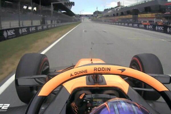 Rodin's Alex Dunne getting his best time in the 2025 F2 Austrian GP FP session