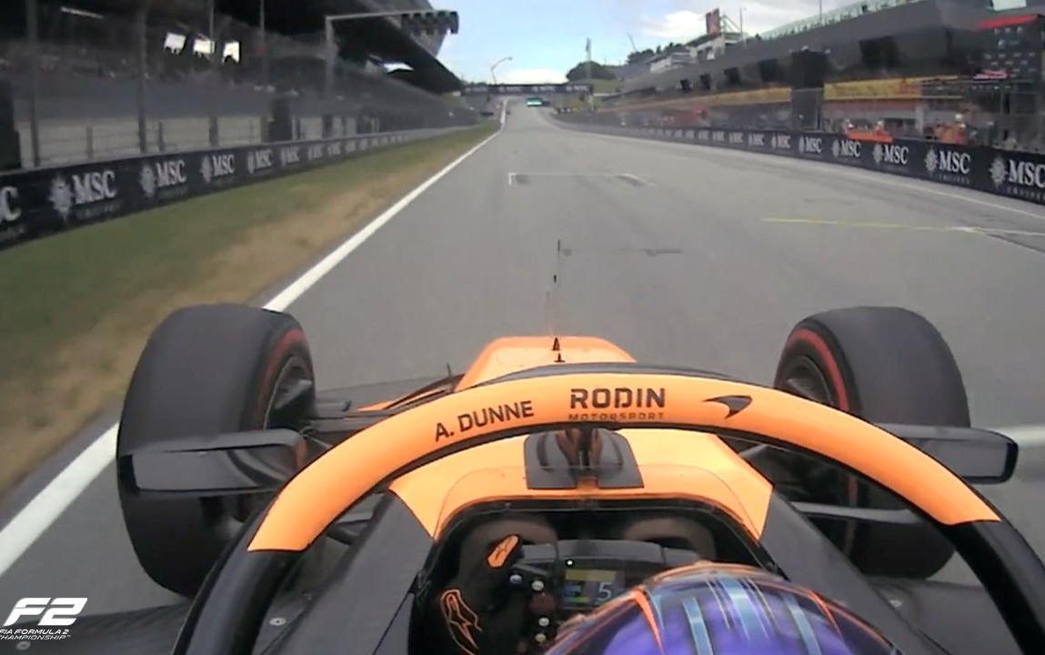 Rodin's Alex Dunne getting his best time in the 2025 F2 Austrian GP FP session