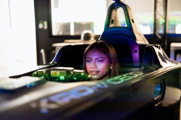 Bianca Bistamante in the CUPRA KIRO Formula E car.